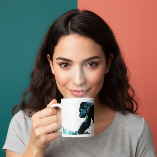 Gorila de Cuerpo Entero con Estética Abstracta – Arte Contemporáneo en Tonos Oscuros